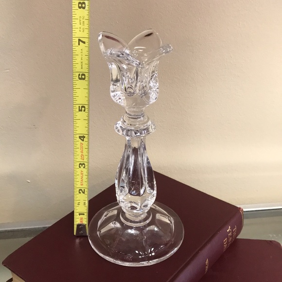 Pair 7-1/4" Vintage Gorham Crystal Viscount Tulip Candle Holders - Picture 3 of 4